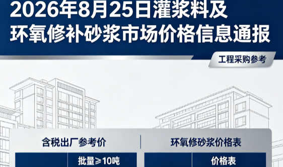 丹凤2026年8月25日灌浆料及环氧修补砂浆市场价格信息通报